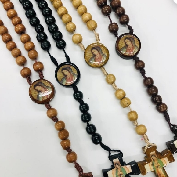 2 for $20 Lady of Guadalupe Wood Rosary Necklace - Picture 6 of 6
